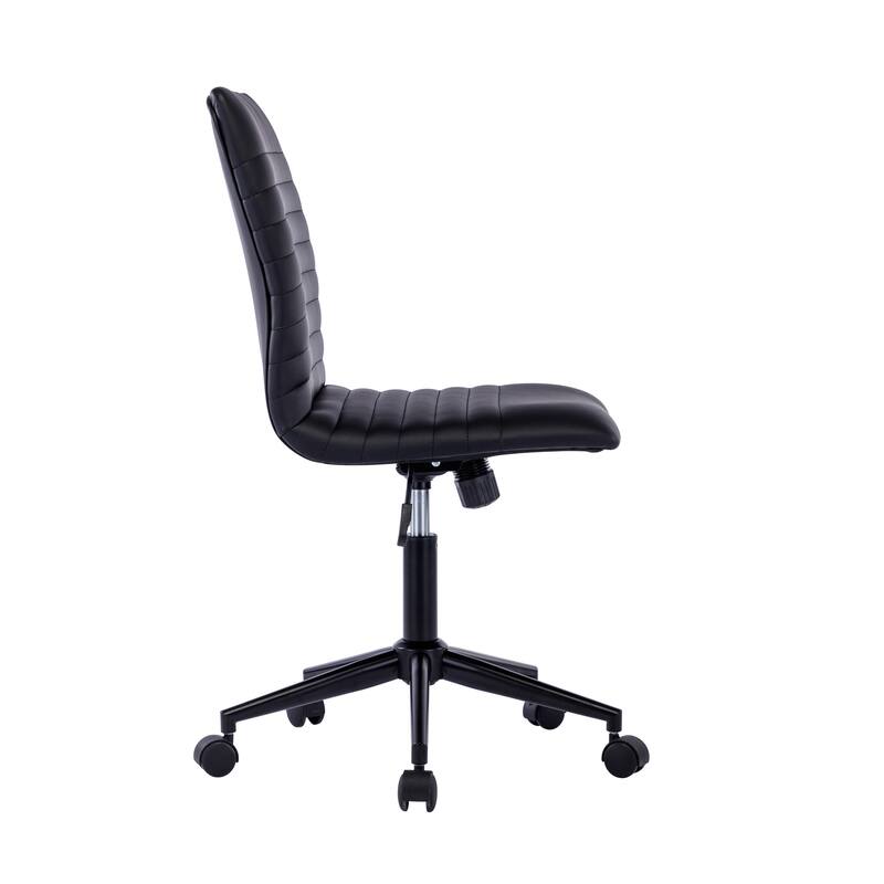 Porthos Home Bron Faux Leather Armless Office Chair with Steel Roller Base, Tilt Mechanism