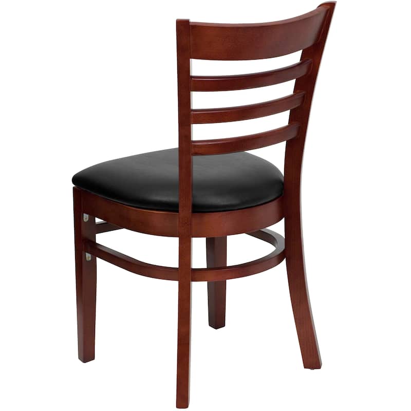 Ladder Back Wooden Restaurant Chair - 17.5"W x 20"D x 33.75"H