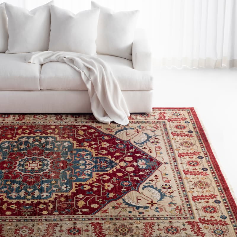 Lauren Ralph Lauren Chloe Traditional Medallion Rug Fringe - 8' x 10' - Beige/Red