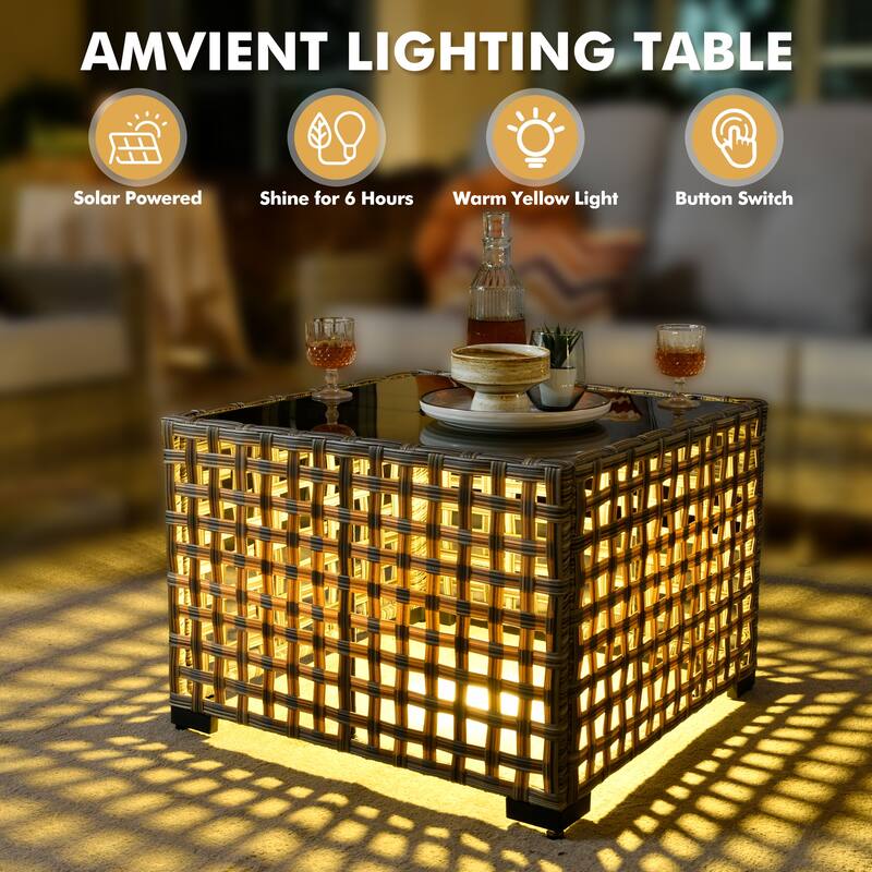 XIZZI 9-piece Outdoor Patio Wicker Furniture Swivel Chair Set