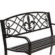 preview thumbnail 7 of 5, Outdoor Garden Patio Steel Park Bench Lawn Decor with Cast Iron Unique Design Back, Black Seating Bench for Yard, Patio, Garden
