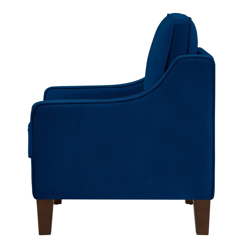Navy Square Armrests Upholstered Seating Makeup Chair, Elegant Velvet Lobby Chair Desk Chair Accent Chair Corner Chair