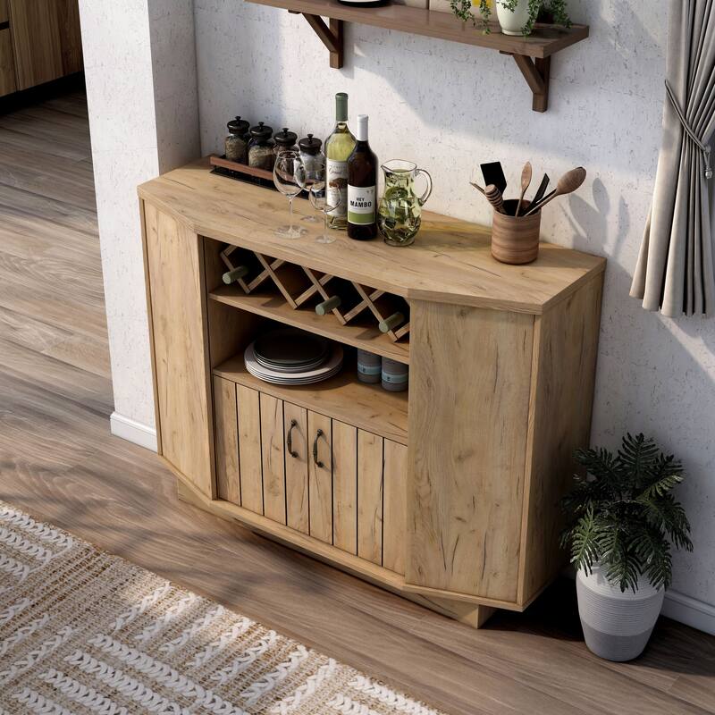 DH BASIC Light Oak Country 4-bottle Lattice Wine Cabinet by Denhour