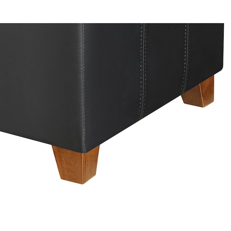 Adeco 48" Faux Leather Storage Ottoman Bench with Double-Stitch - 48.4"x14.96"x15.35"