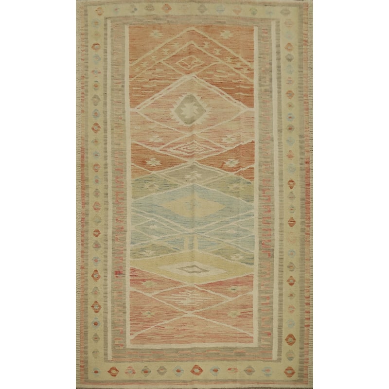 Hand Woven Oriental 100% Wool Carpet Southwestern Tribal Multi-Colored Kilim Area Rug - 7' 10'' X 5' 9''