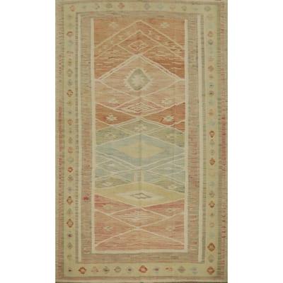 Hand Woven Oriental 100% Wool Carpet Southwestern Tribal Multi-Colored Kilim Area Rug - 7' 10'' X 5' 9''