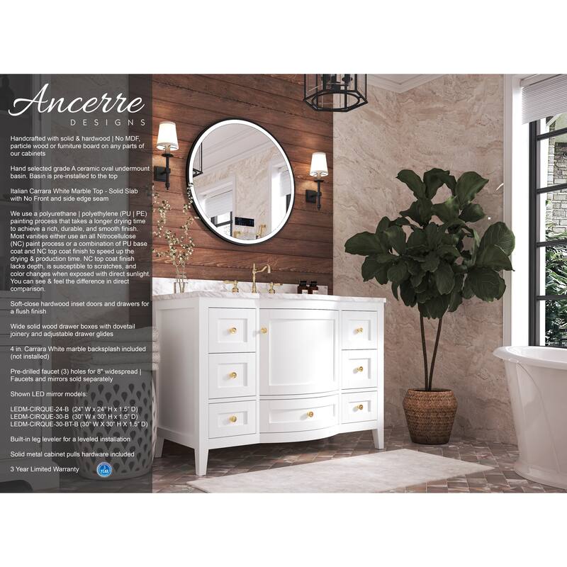 Ancerre Designs Lauren Vanity Set with Carrara White Marble Top