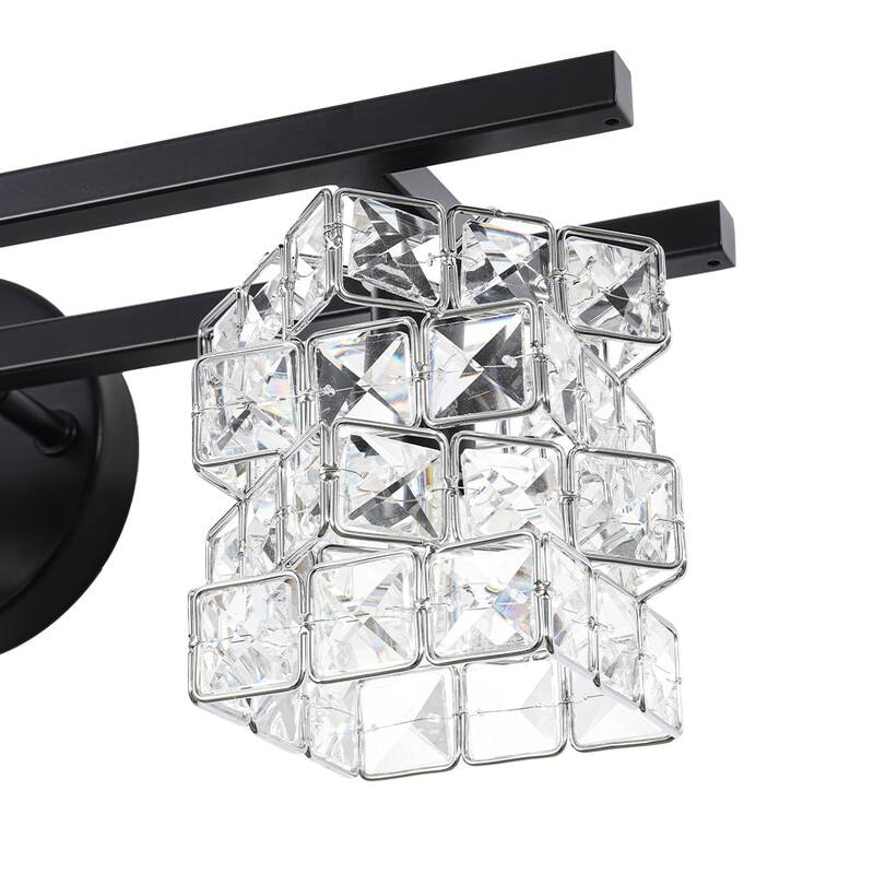 Mosaic Crystal Cube Shade Linear Bathroom Vanity Light