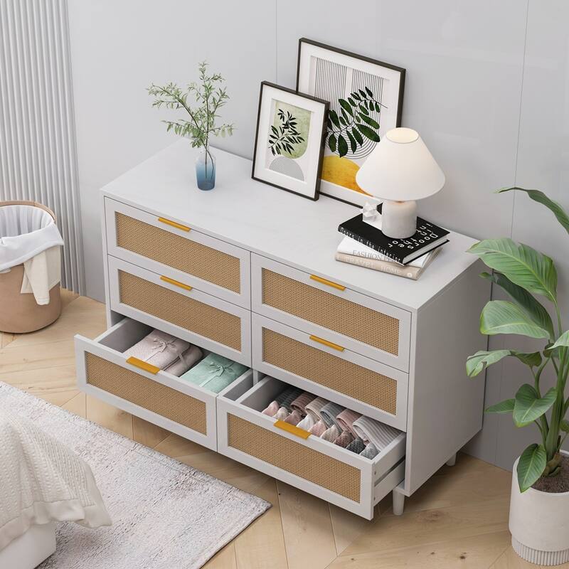 6-Drawers Rattan Storage Cabinet Rattan Drawer