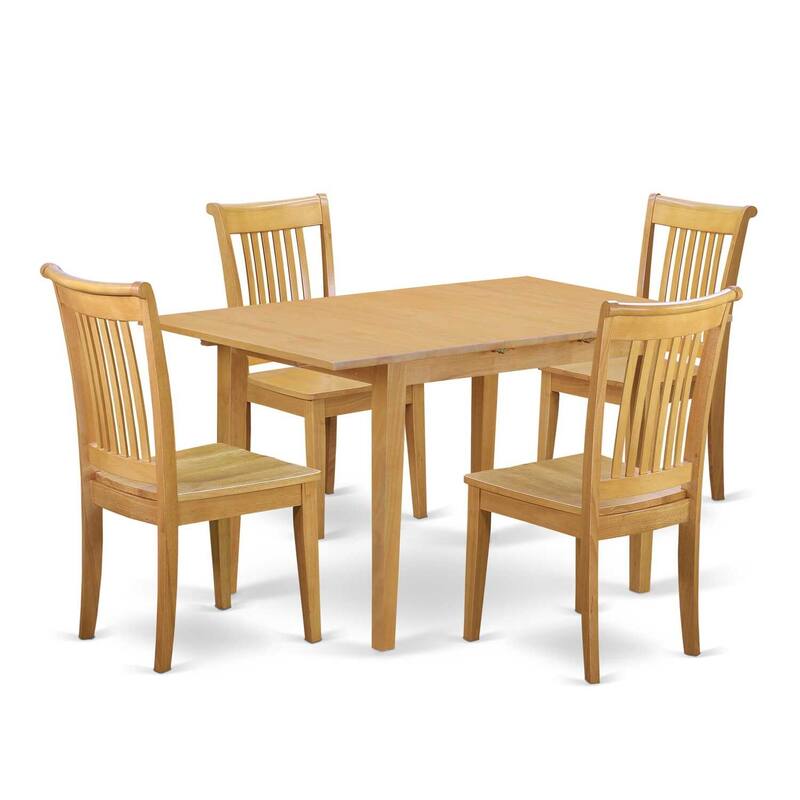 HomeStock 5-Pc Natural Oak Finish Solid Wood Top - Dining Room Set - Seats 4