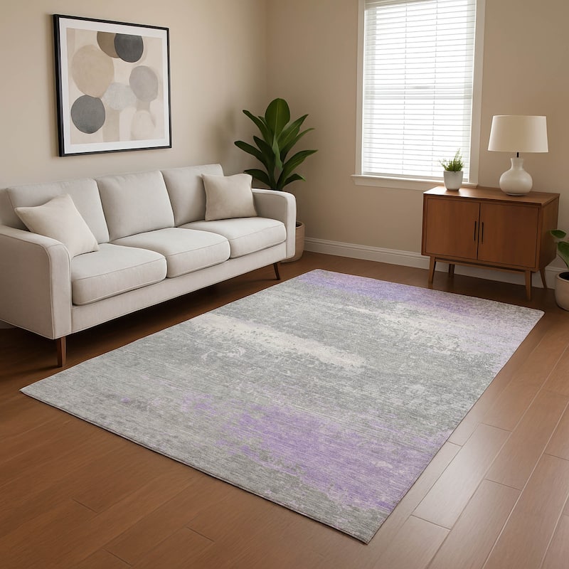 Premium Washable Super Soft Abstract Modern Mayfield Rug - Lavender - 3' x 5'