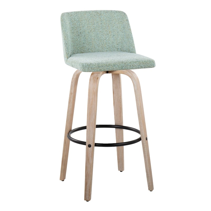 The Gray Barn Vallberga 30" Fixed-Height Bar Stool with White Washed Wood Base (Set of 2)
