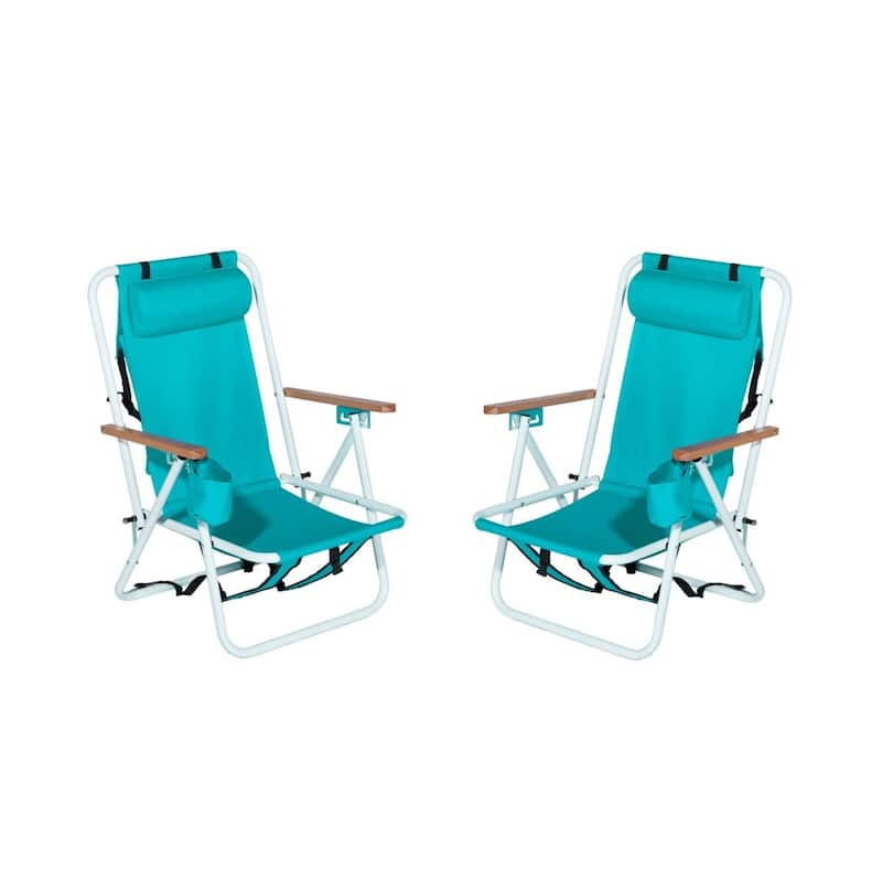 2PFCS Folding Beach Chairs - Cyan