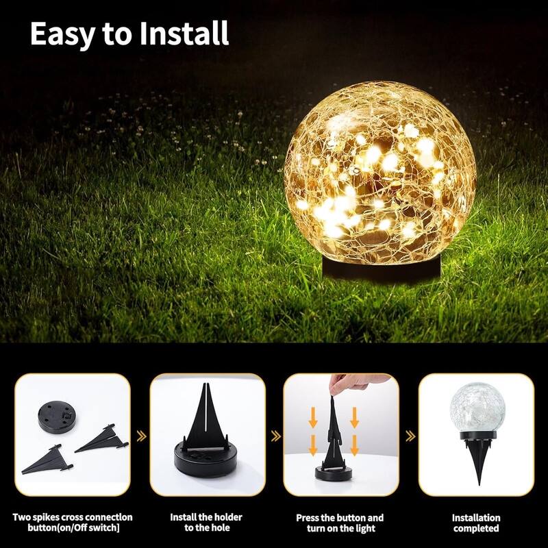 Solar Globe Lights Outdoor Waterproof-Solar Balls Garden - 4 Globes