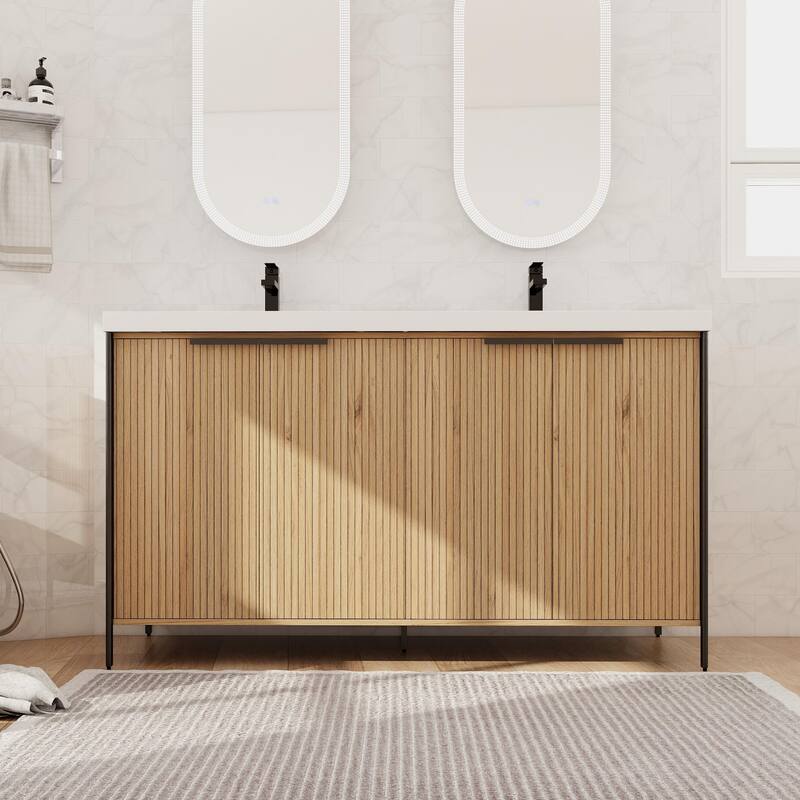 Beingnext 24"/30"/36"/48"/60" Bathroom Vanity with Sink, Freestanding Bathroom Vanity with Soft Close Door and Shelf