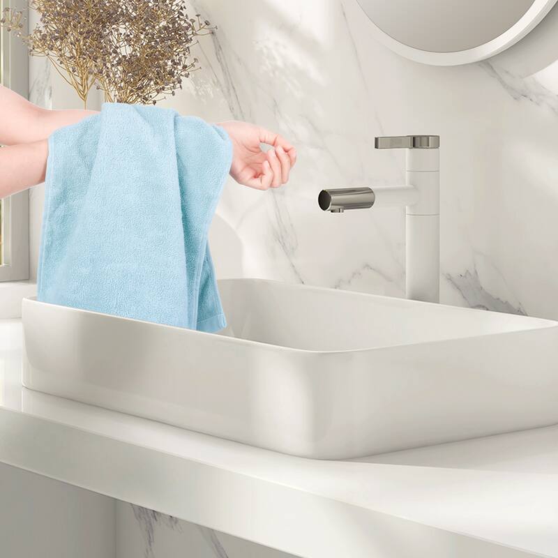 Embroidery Pattern Hand Towels Set, Cotton Comfortable Hand Towels for Bathroom, Kitchen 14" x 30" Blue
