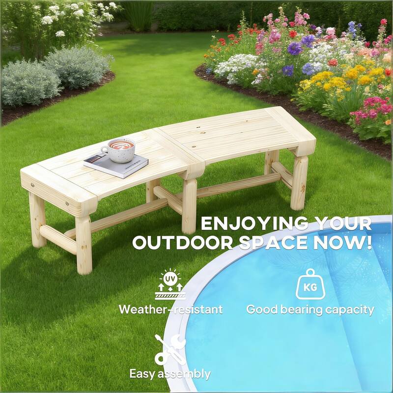 GDFStudio Outdoor Elaria Solid Fir Wooden Garden Bench with Slatted Seat Design