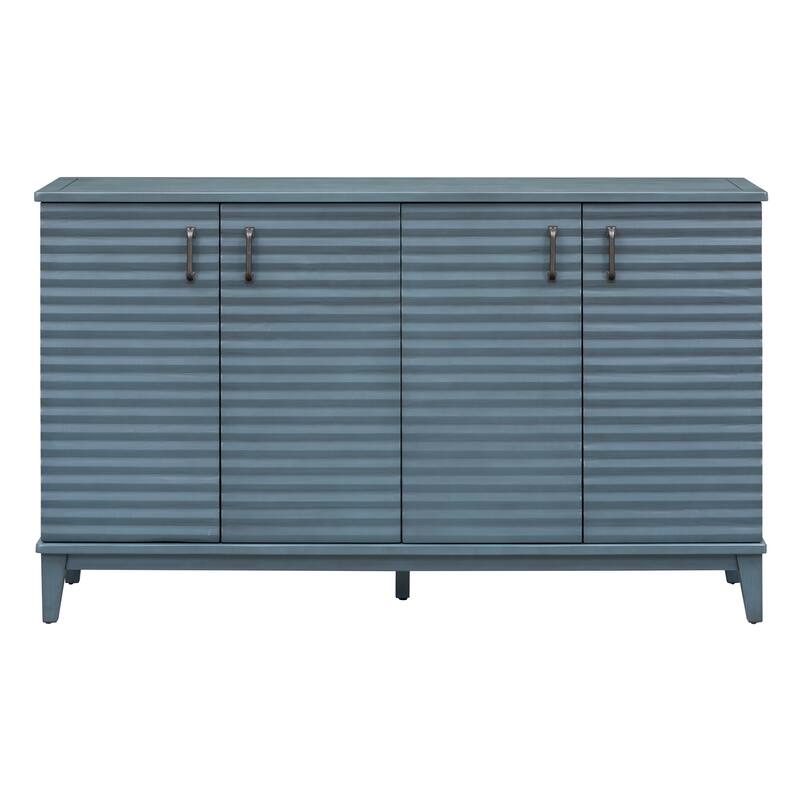 Sideboard with 4 Door Large Storage Buffet with Adjustable Shelves and Metal Handles for Kitchen - Navy