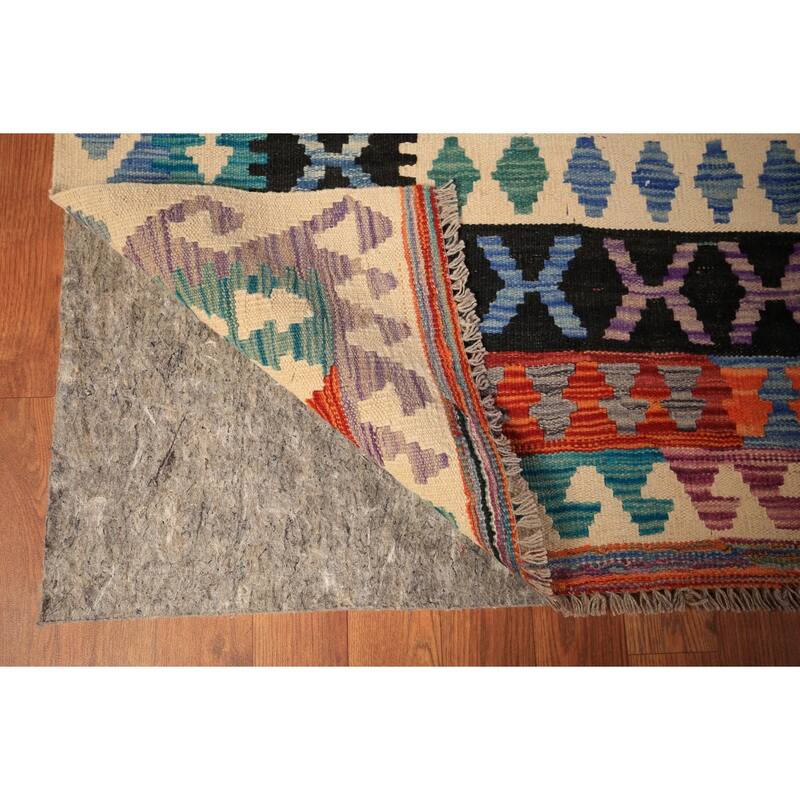 South Western Kilim Area Rug Hand-Woven Wool Carpet - 9'8" x 13'3"