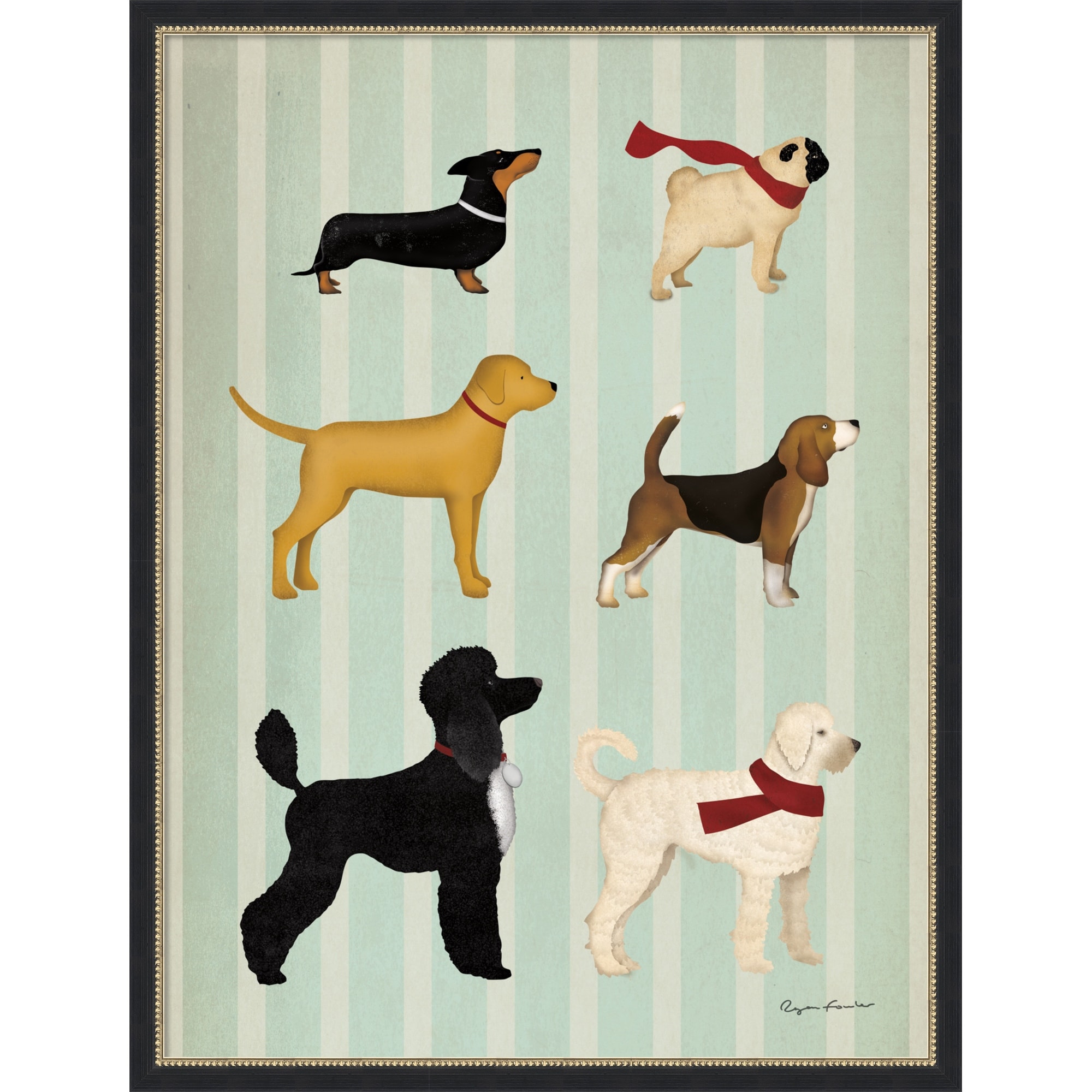 Dog Days Montage II by Ryan Fowler Framed Mounted Canvas Wall Art Print