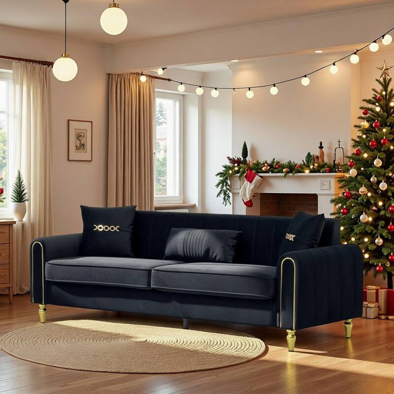 87.4" Luxury Loveseat Sofa with Metal Legs, Round Arms