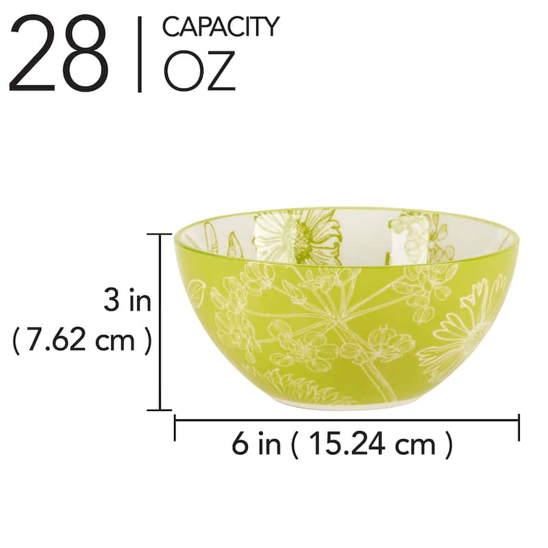 Certified International Botanical Set of 6 All Purpose Bowl 6" 6 asst - 6" Diam x 3"