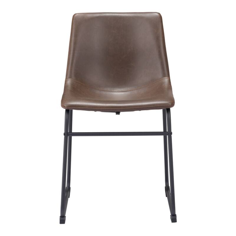 HomeRoots Set of Two Espresso And Black Upholstered Faux Leather Dining Side Chairs - 18.7