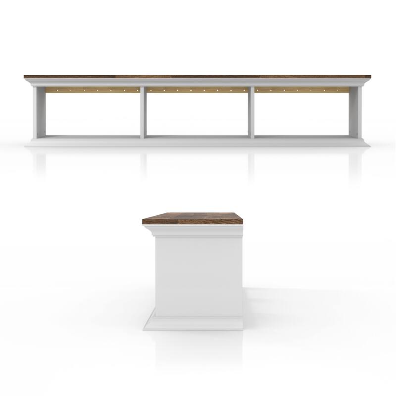 DH BASIC Transitional White 63-Inch 3-Shelf Floating TV Stand by Denhour