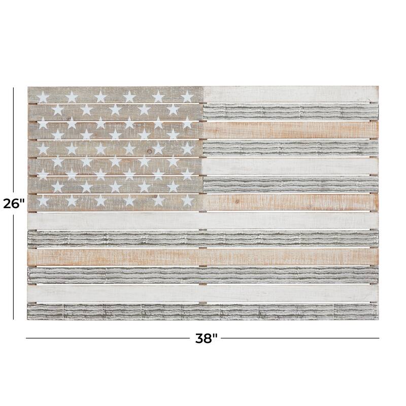 White Wood Handmade American Flag Home Wall Decor