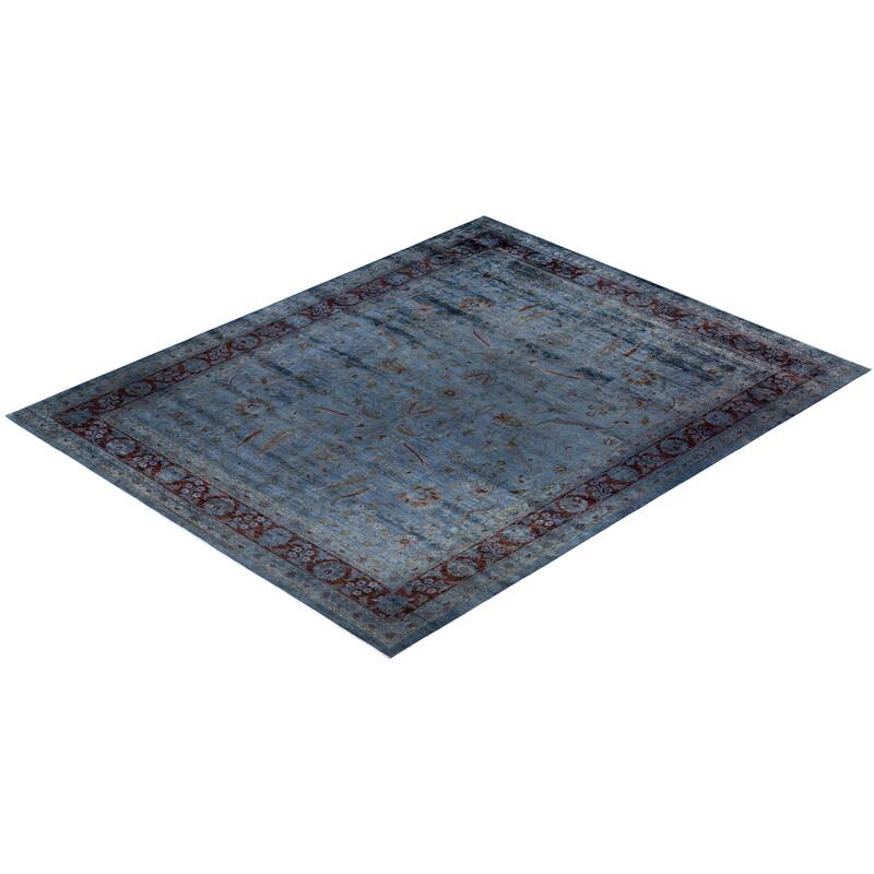 Overton Hand Knotted Wool Vintage Inspired Modern Contemporary Overdyed Gray Area Rug - 11' 10" x 14' 9"