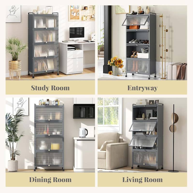 5-Tier Kitchen Baker's Rack Storage Cabinet w/ Mobile Microwave Stand