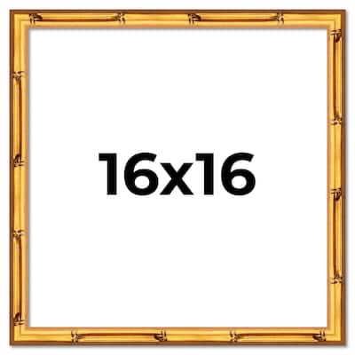 16x16 Frame Gold Bamboo Picture Frame - Modern Photo Frame Includes UV