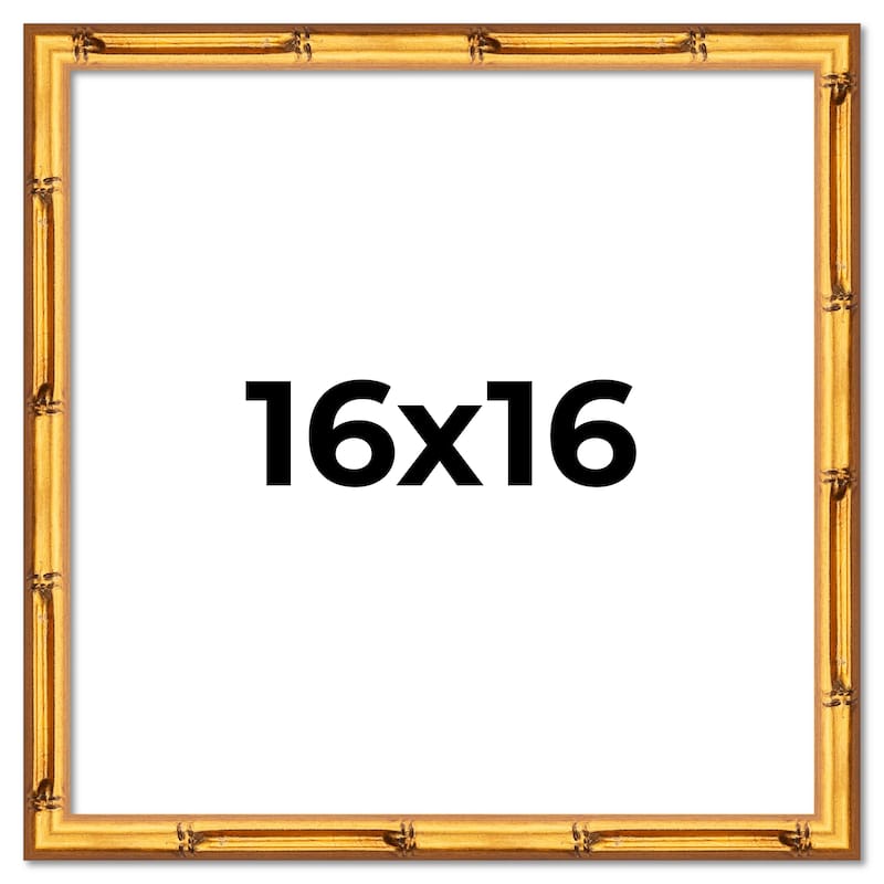 16x16 Frame Gold Bamboo Solid Wood Picture Frame | 1 Inch Moulding