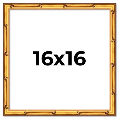 16x16 Frame Gold Bamboo Solid Wood Picture Frame | 1 Inch Moulding