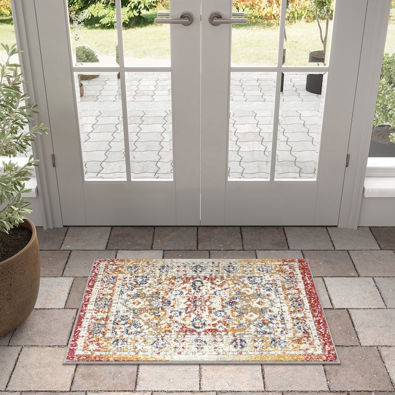 Chesney Bohemian & Eclectic Medallion Indoor Area Rug - Multi/Light Red - 2' x 3'