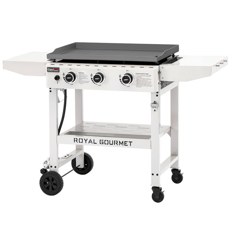 Royal Gourmet 28-Inch 3-Burner Propane Gas Griddle in White