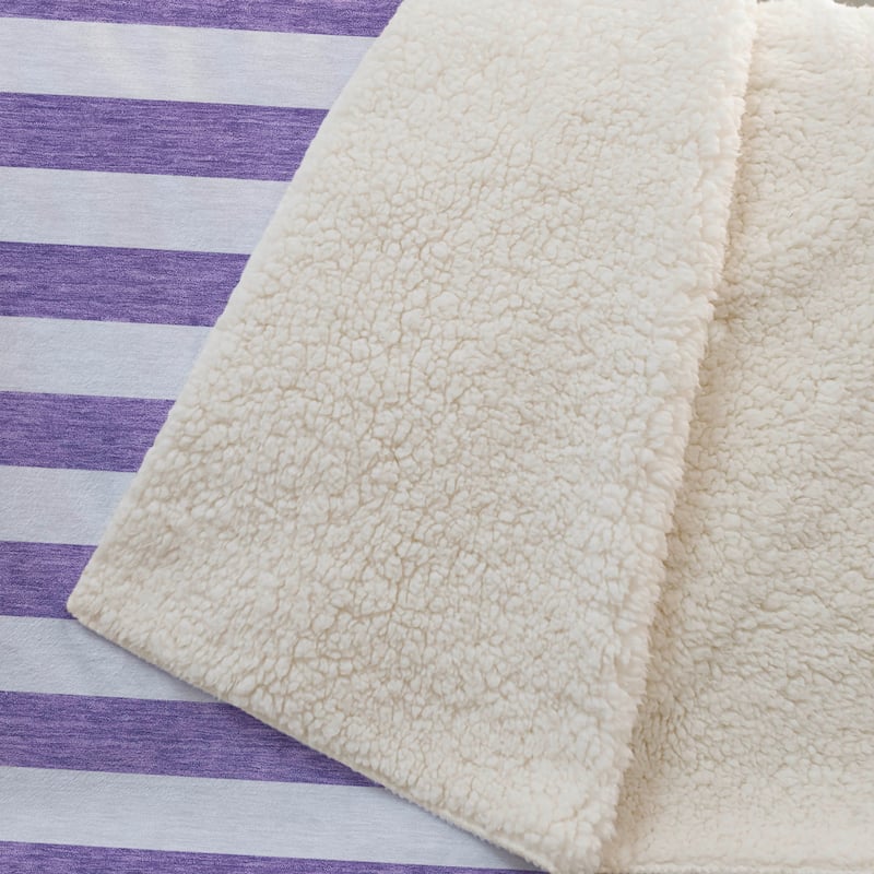 Premium Machine Washable Modern Stripes Sherpa Throw Blanket