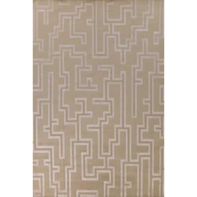 Geometric Modern Large Area Rug Hand-Knotted Wool Carpet - 10'0" x 13'7"