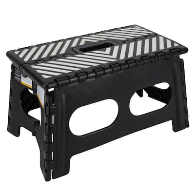 Simplify Extra Wide Folding Step Stool in Black - 15.8"x 9.8"x 8.9"