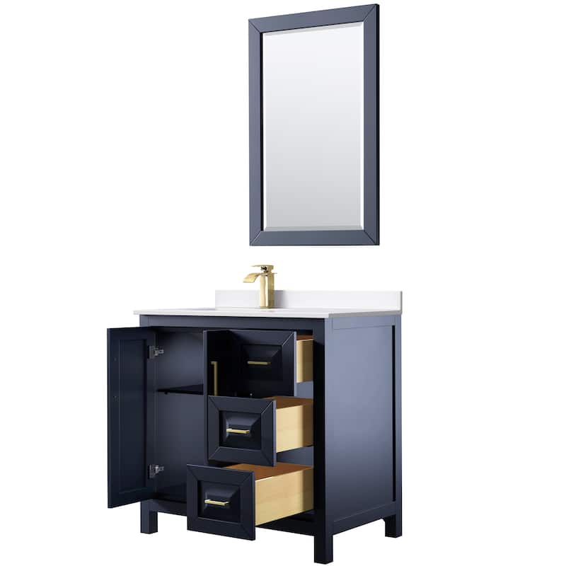 Daria 36-inch Single Vanity, Cultured Marble Top, 24-inch Mirror