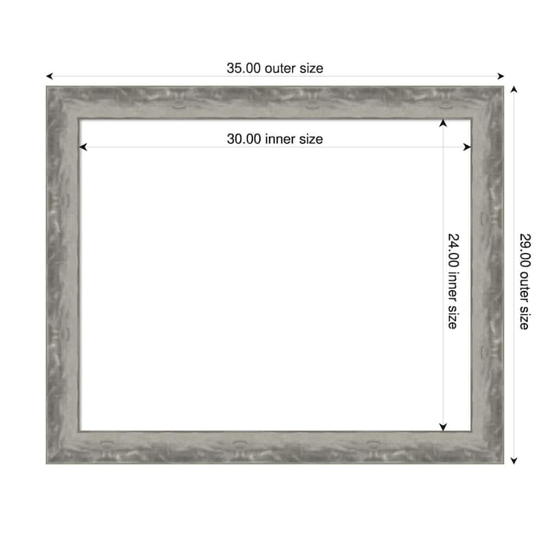 Amanti Art Waveline Silver Narrow Framed Dry Erase Magnetic Board - 35 x 29 in