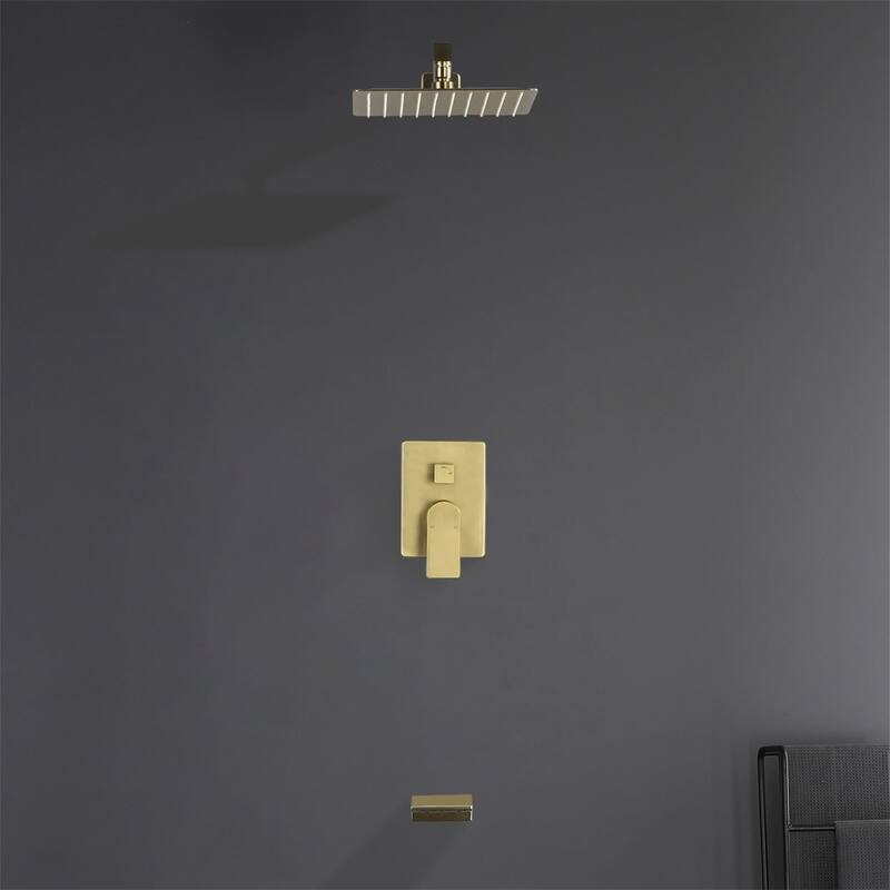 10 Inch Wall Mount Shower System with Waterfall Tub Spout Modern Rainfall Tub Shower Faucet With Rough-in Valve