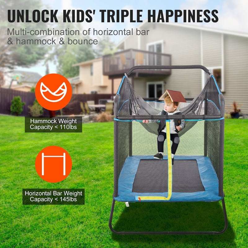 6 Feet Indoor-Outdoor Toddlers Trampoline with Safety Enclosure Net and Metal Frame