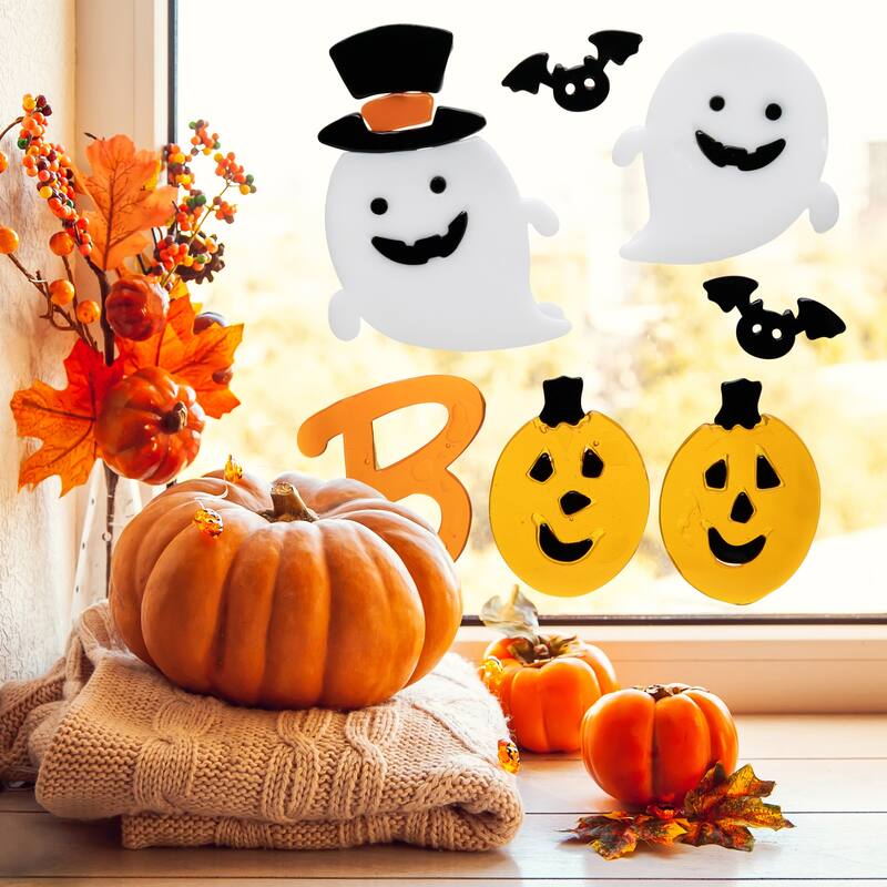 Jack O' Lantern and Ghost "Boo" Halloween Gel Window Clings - 9pc