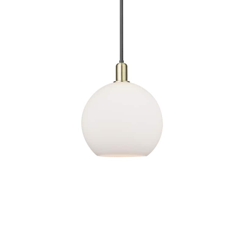 Innovations Lighting 716-1S-15-12 Athens Pendant Athens 12" Wide - Black Antique Brass / Matte White