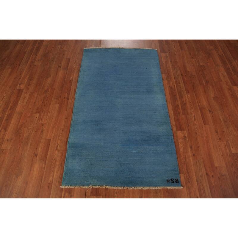 Blue Gabbeh Oriental Rug Handmade Wool Carpet - 2'10" x 4'11"