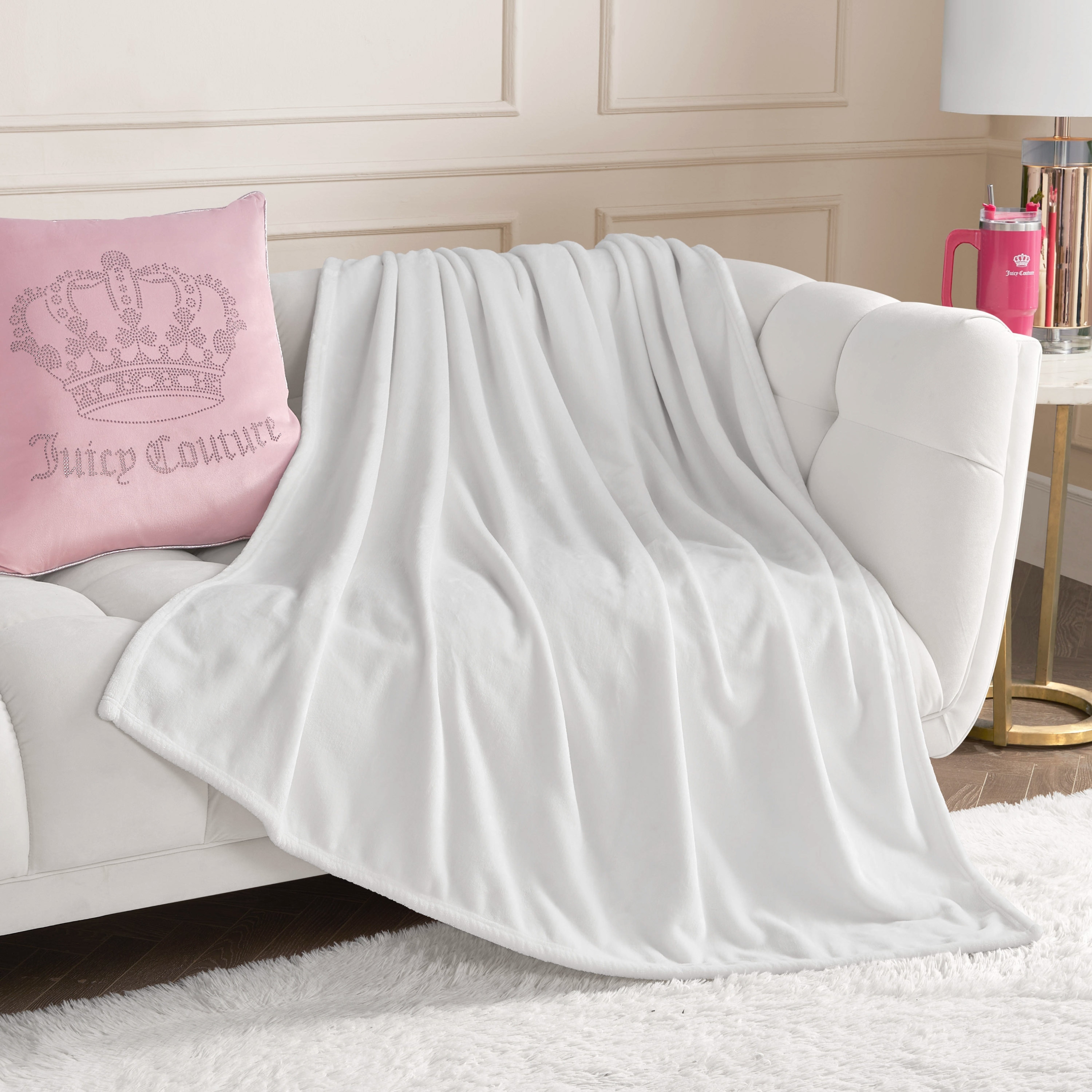 Juicy Couture Solid Plush Throw Blankets
