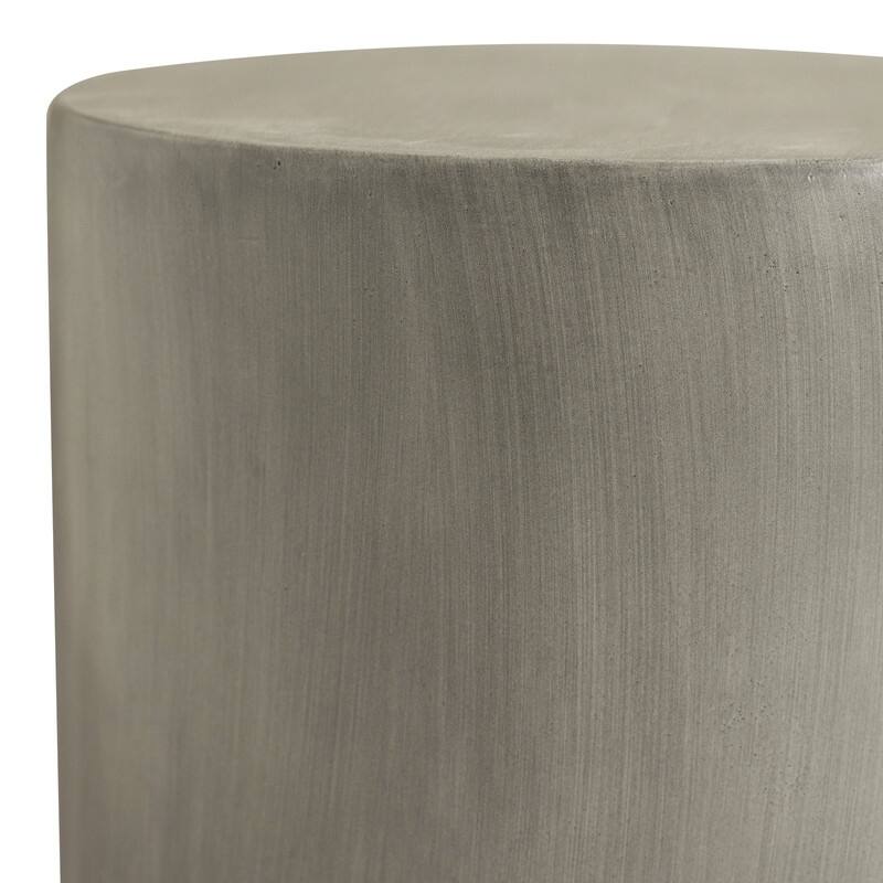 Vintara Modern Cylindrical Round Fiberstone Side Table with Brushed Finish for Living Rooms, Bedrooms, Patios, Balconies