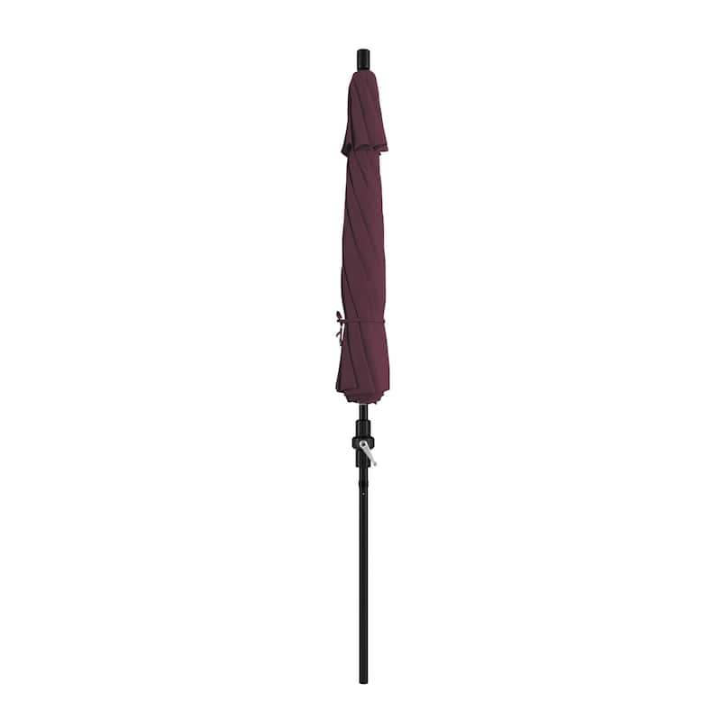 California Umbrella 9' Rd. Aluminum Patio Umbrella, Deluxe Crank Lift with Collar Tilt, Black Frame Finish, Pacifica Fabric