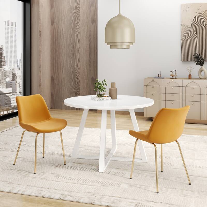 Modern Dining Set with Round Table & Velvet Chairs